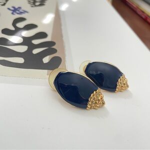 Vintage Gold and Dark Blue Earrings